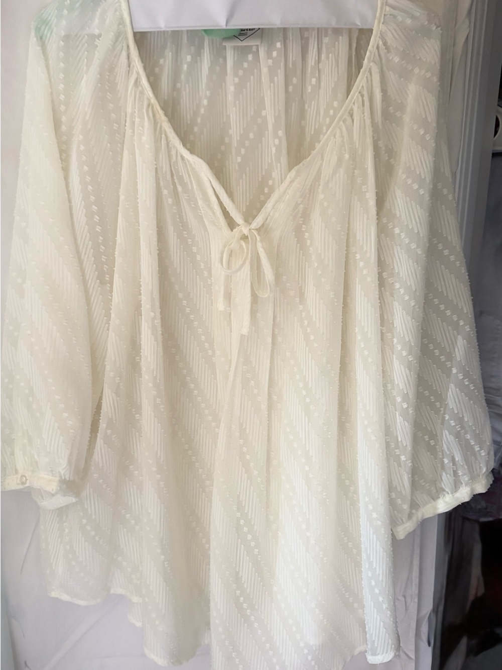 St. John's Bay Cream Lightweight Sheer Blouse